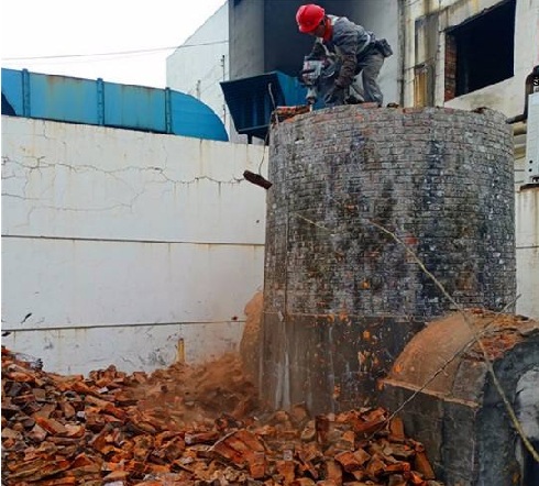 宁夏烟囱人工拆除前划设安全施工区域及操作规程