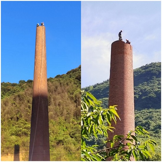 佛山烟囱拆除-砖瓦厂人工拆除砖烟囱